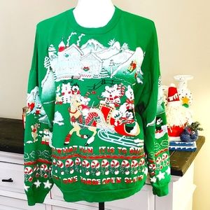 Vintage Ugly Christmas Sweater 1991 puffy paint size Large nut cracker